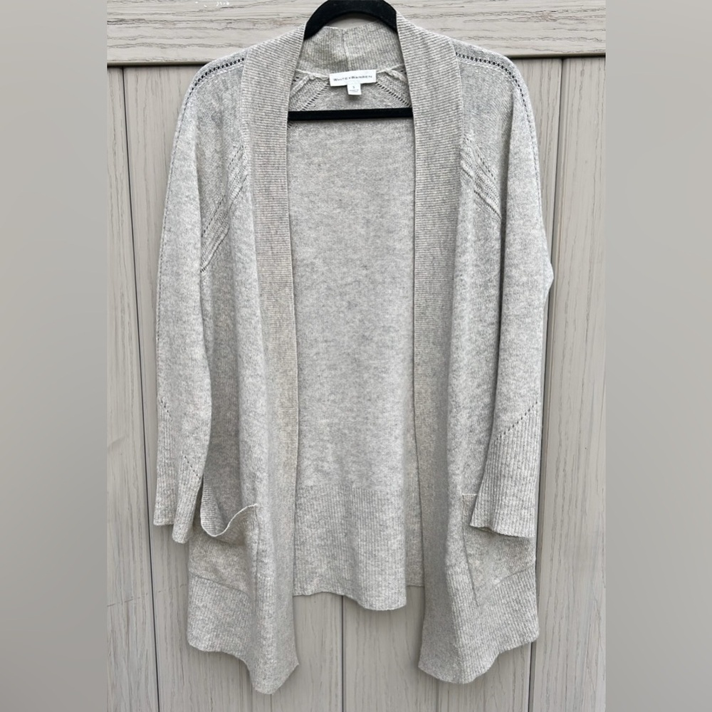 White + Warren Pointelle Open Cashmere Cardigan - Picture 2 of 3